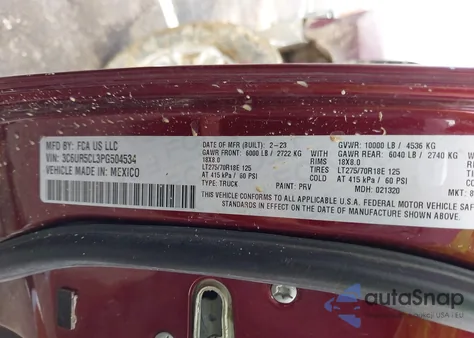 2023 Ram 2500 Tradesman 4X4 6'4 Box z USA, uszkodzony, nr VIN 3C6UR5CL3PG504534